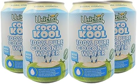 Unichef Coco Kool Pure Coconut Water with Pulp 330 ML (Pack of 4) SUGAR FREE