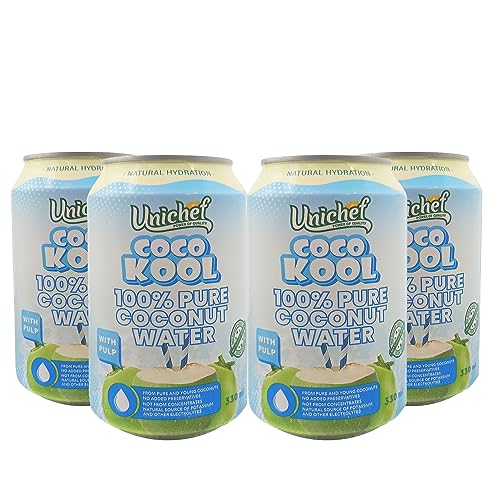 Unichef Coco Kool Pure Coconut Water with Pulp 330 ML (Pack of 4) SUGAR FREE