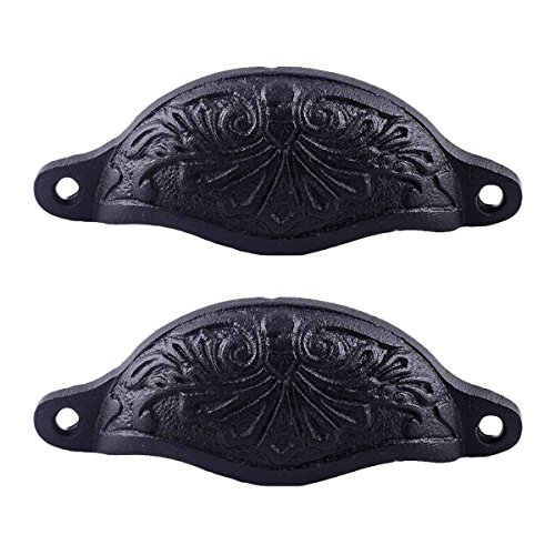 Black Wrought Iron Cup Pull Wrought Iron 4.5 Wide X 1.5 Inches High Pack Of 2
