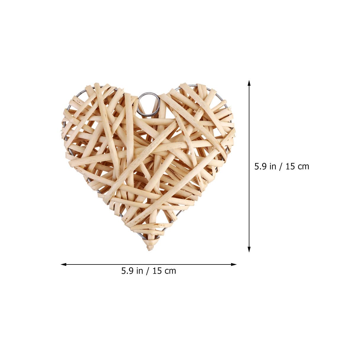 4PCS Wicker Hearts for Hanging,5.59Inch Rattan Heart Wreath Rustic Wicker Wall Decor for Wedding Christmas Holiday Party Supplies - Image 2