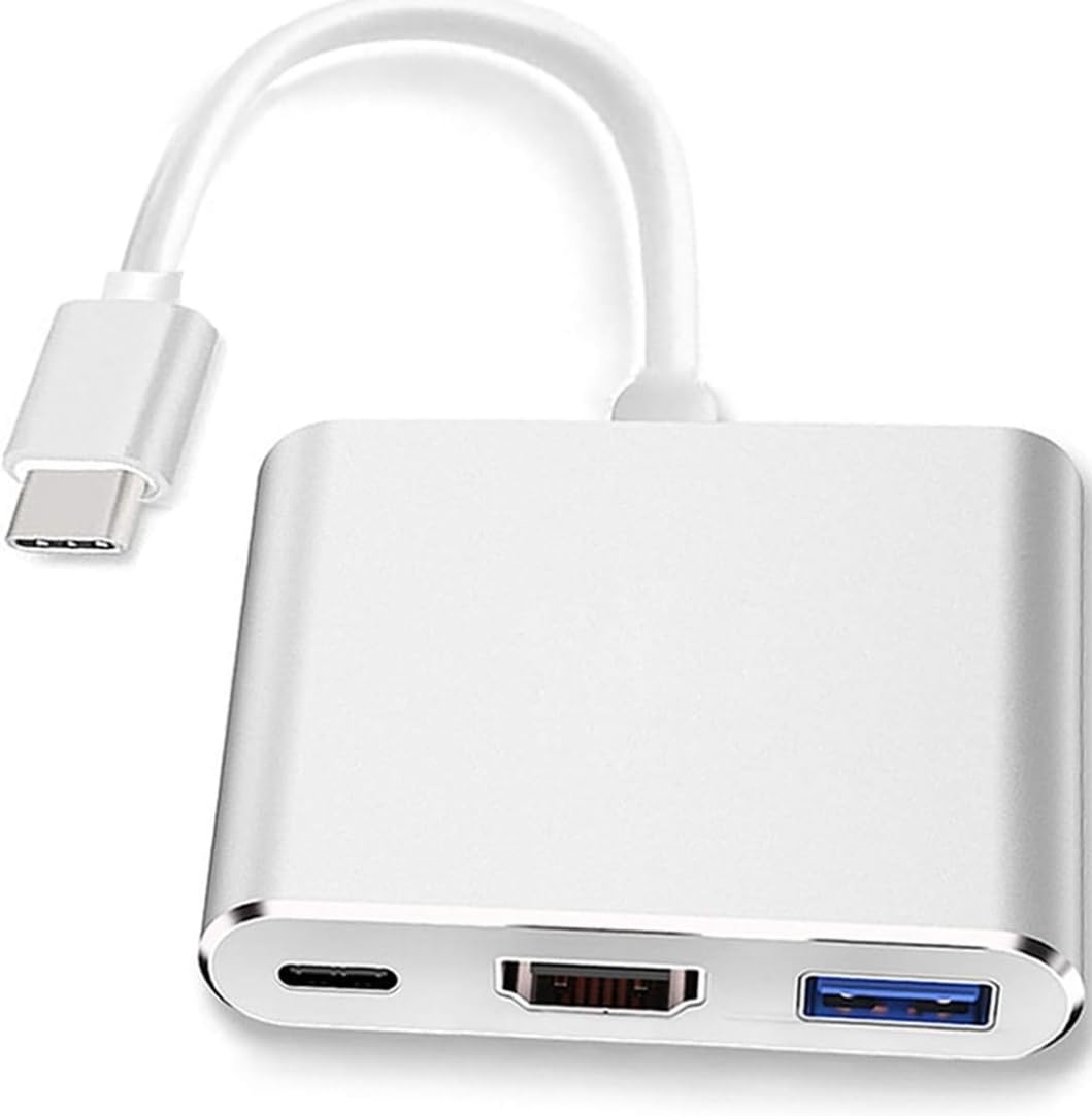 DKP MEDICAMS High-Speed 3-in-1 Type C to HDMI Adapter, PD Charging Upto100W, USB3.0 Delivers Quick Transfer Speed of 5GBPS, UHD 4K@30Hz, Universally Compatible with All Type C Devices, Aluminium Case