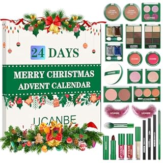 UCANBE Calendrier de l'Avent Maquillage 2025, 24 Jours Calendrier de l'Avent Beauté pour Femmes, Compteur à Rebours de Noël Rempli de Kits de Maquillage
