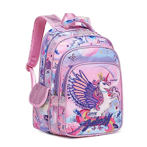 Robhomily Mochila infantil para meninas, Unicórnio brilhante, Medium, Mochilas Daypack