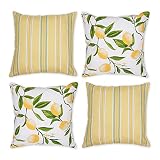 DII Decorative Square Throw Pillow Cushion Cover Set, Hidden Zipper, Cotton & Machine Washable, 18x18, Lemon Bliss, 4 Piece