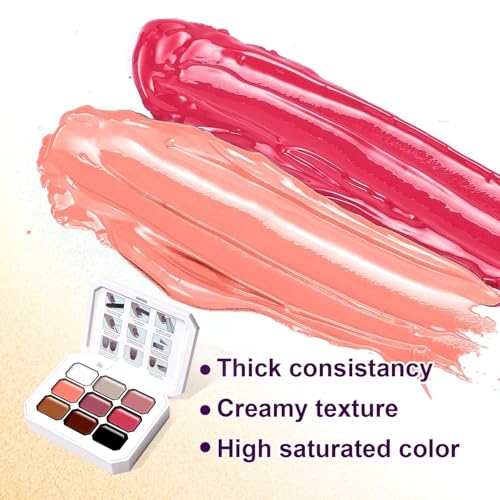 Image of THR3E STROKES Solid Cream GelPolish Set, 9 Colors Pudding Gel Nail Polish Palette with Nail Brush, Nude Pink Orange Red Solid Gel Polish Nail Art Kit Soak Off Portable Gift for Girls /Friend DIY Home (B)