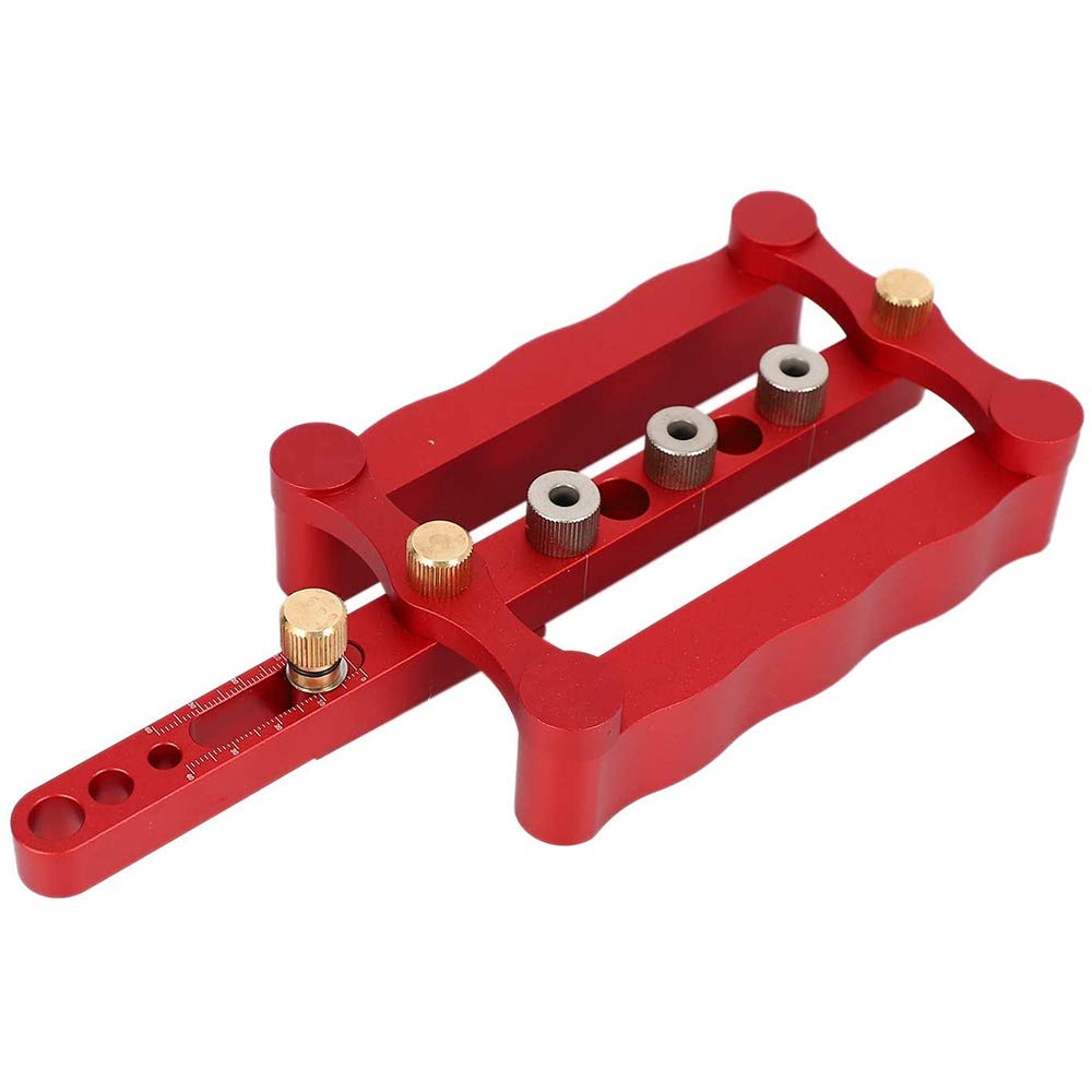 6/8 / 10mm selbstzentrierende Holzbearbeitung Dübelvorrichtung Kit Bohranleitung Holzdübel Puncher Locator Tischlerwerkzeuge (rot)