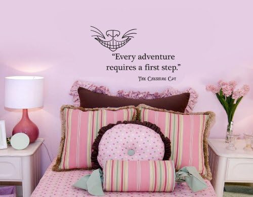 Cheshire Cat Every Adventure Begins Wall Quote Vinyl Wall Art Decal Sticker 26x16
