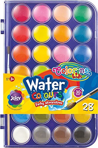 Farba akwarelowa duza pastylka 28 kolorĂłw Colorino Kids