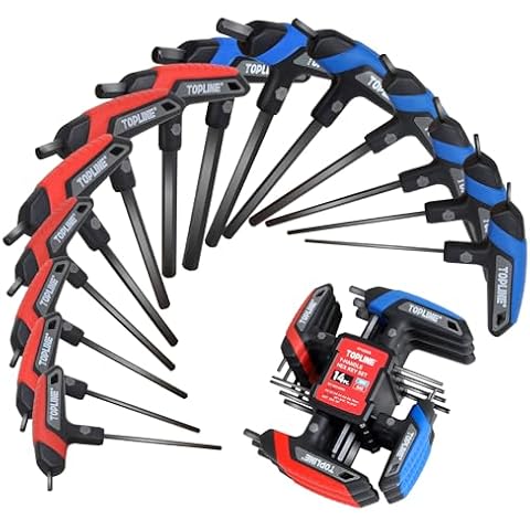 Topline 14-Piece T-Handle Hex Key Set, Metric&SAE, Long Arm Hex Keys, Portable Allen Wrenches Sets with Storage Rack for Basic Home Repair and Mechanics Maintenance Cover