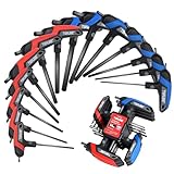 Topline 14-Piece T-Handle Hex Key Set, Metric&SAE, Long Arm Hex Keys, Portable Allen Wrenches Sets with Storage Rack for Basic Home Repair and Mechanics Maintenance