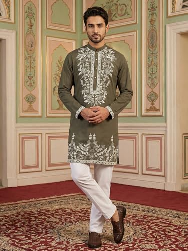 Image of Jompers Men Japanese Fabric Embroidered Kurta Set