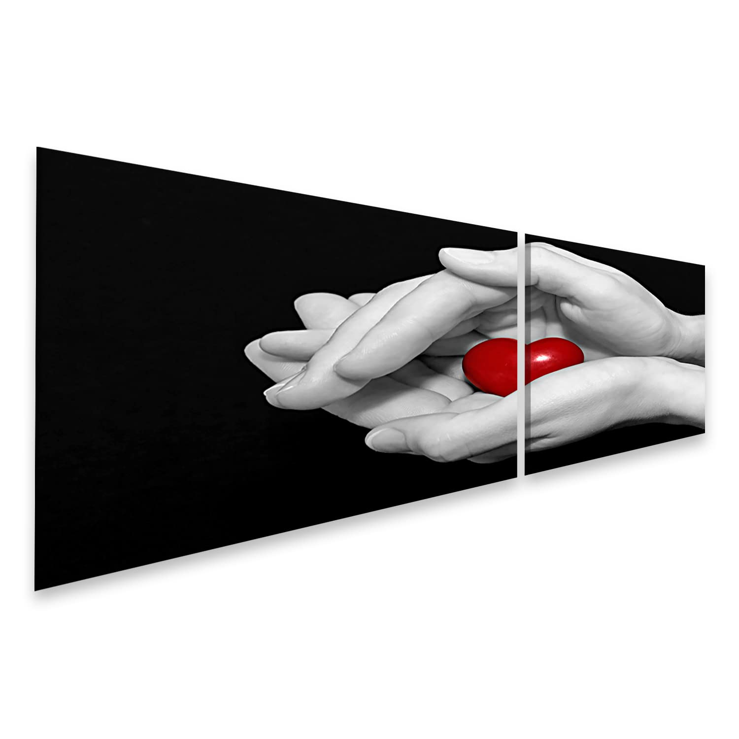 islandburner Tableau sur toile Motif cœur rouge secret en noir et blanc mains