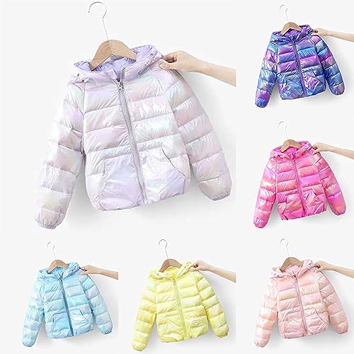 Winter Shiny Hooded Puffer Jacket for Kids Toddler Girls Long Sleeve Zip Up Down Outwear Lightweight Warm 5t Winter Cost2