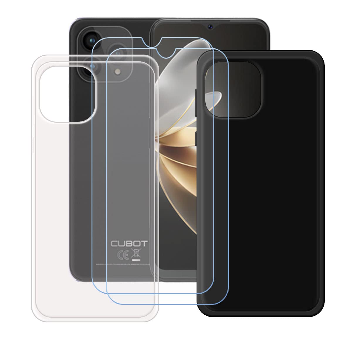 Coque pour Cubot P80 + 3 Pack Verre trempé écran - Transparent Souple