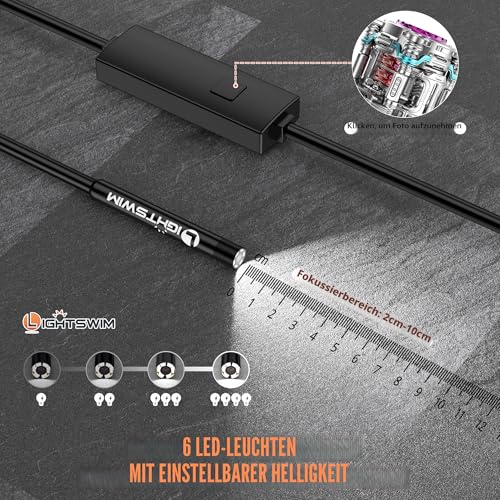 5,5 mm 1920P Endoskop-Schlangen inspektionskamera, Lightswim Typ-C-Endoskop, Scope-Kamera mit...