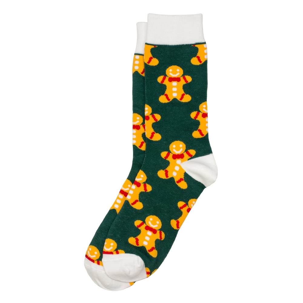 Joe Cool Unisex Green Socks Cotton & Spandex Gents Gingerbread Man