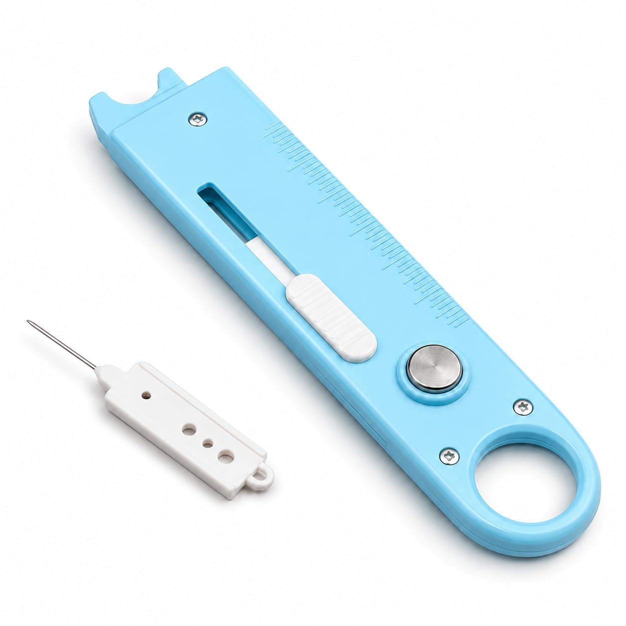 4-in-1 multifunctional sewing tool, sewing machine needle threader with built-in ruler, magnifier & magnetic seam guide, extra needle threading accessory for tailoring, quilting,sewing