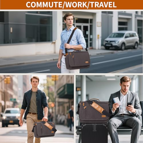 Image of ESTARER Computer Messenger bag Water-resistant Canvas Shoulder Bag 15.6 Inch Laptop for Travel Work, Grey