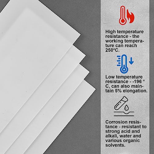 Image of Sasylvia 2 Pcs Virgin PTFE Sheet 12 x 6 Inch, 1 /16 inch Thick Industrial Plastic Board for Machining, Insulation, Gasket and Electrical Applications