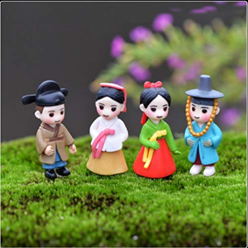 Bloom Bagicha Resin Wedding Set of 4 Miniature for Gardening/Tray/Landscaping/Bonsai Decoration/Home/Garden Décor/Home Decor
