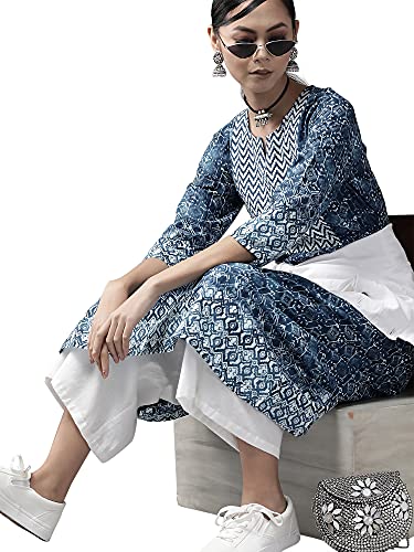 Image of INDO ERA Women's Cotton Printed Calf Length Anarkali Kurta(TTTTTTTTT1670)
