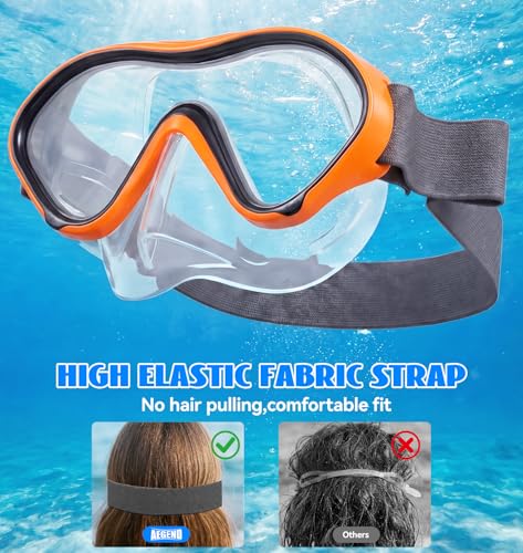 Aegend Kids Swim Goggles Snorkel Diving Goggles with Nose Cover for Kids 3-15, Knitted Fabric Strap, Anti-Fog No Leak - image 4