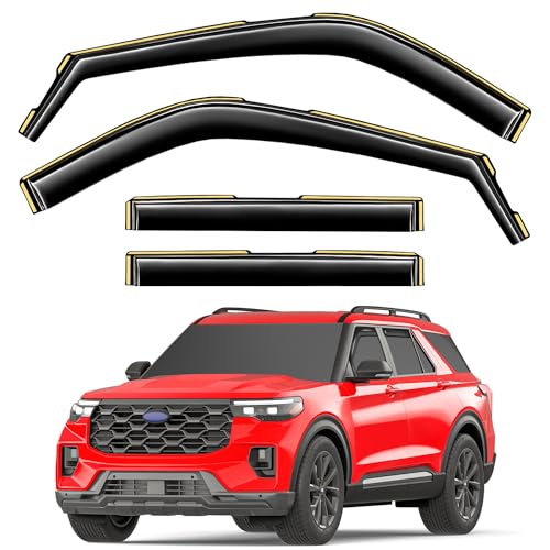 Image of in-Channel Window Visors Rain Guards for Ford Explorer 2020-2026 | Extra-Thick,Extra Durable,Window Deflectors,Vent Visors,Vent Shades,Car Accessories,Polycarbonate (PC)