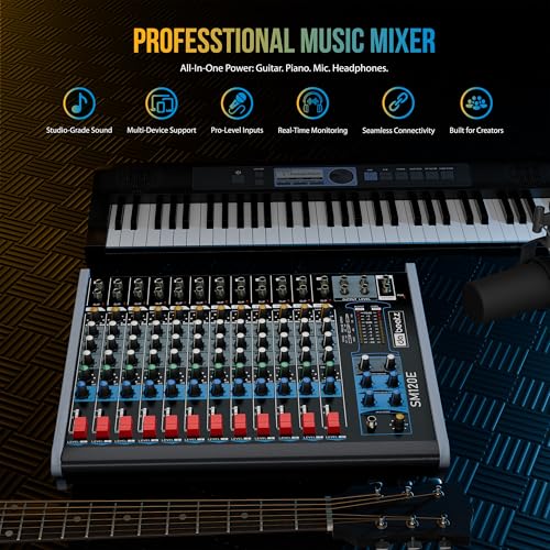 Image of Dabeatz SM120E Professional 12 Channel Audio Mixer, Stereo Echo DJ Sound Mixer for Parties, Stage Effects, Weddings, Karaoke & Studio Recording,Diwali Giving Your Occasion an Impressive Output, SM120E