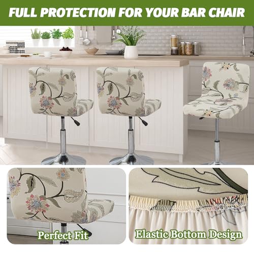 Image of FUANGUI Bar Stool Covers with Backs, 4 Pack Stretch Bar Stool Chair Covers, Knitted Jacquard Bar Stool Covers,Washable Bar Chair Covers Swivel Barstool Slipcovers,12