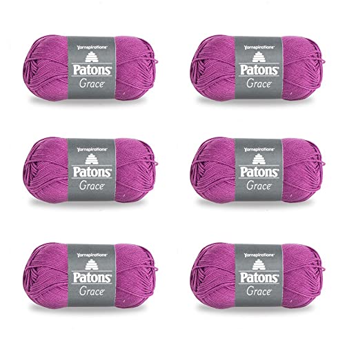 Patons Grace Orchid Yarn - 6 Pack of 1.75oz/50g - Cotton - 3 DK - 136 Yards - Knitting/Crochet
