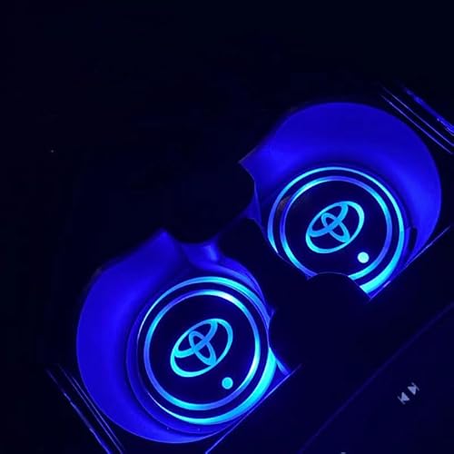 トヨタ LEDコースター カップホルダー LEDライトマットパッド RAV4 プリウス カムリ ハリアー アクア ルーミー アルファード ヴェルファイア ノア ヴォクシー ウィッシュ シェンタ SAI bB ヴィッツ 86 プラド 光る 明るさセンサー 自