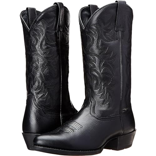 ADMLZQQ Mens Classic Embroidered Snip Toe Casual Boots Mid Calf Cowboy Boots for Men Western Boot2