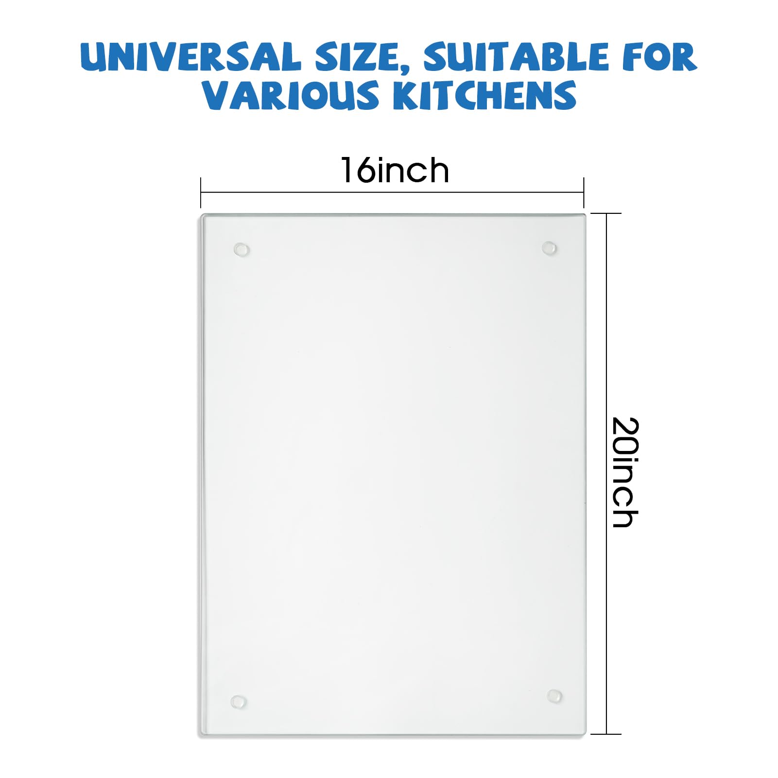 Tabla de cortar de vidrio, vidrio templado transparente para cocina, 1 pieza (16 x 20 pulgadas), encimera transparente con pies de goma, antideslizante, duradera resistente a roturas, apta