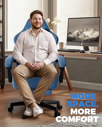 Image of GTPLAYER Gaming Chair for Adults, Ergonomic Video Game Chairs, Footrest & Linkage Armrest, Reclining High Back Silla Gamer with Wider Seat for Home Office, Ace Pro, Blue(Velvet)