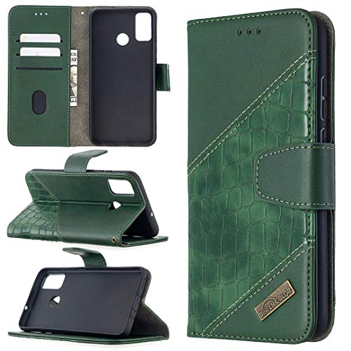 Étui Honor 9X Lite antichoc : protégez votre écran avec ce portefeuille en cuir PU à rabat vert