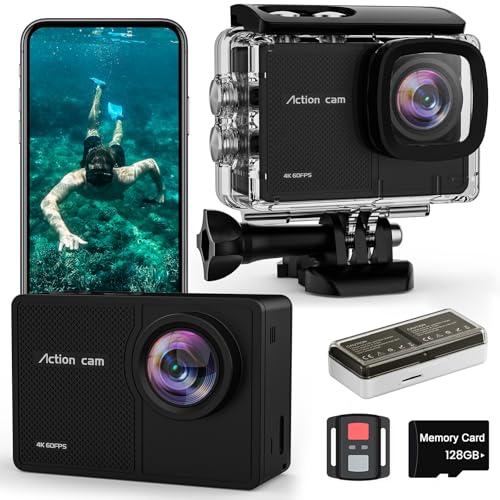 TIMNUT 4K 60FPS Action Cam, 40M Fotocamera Subacquea con scheda