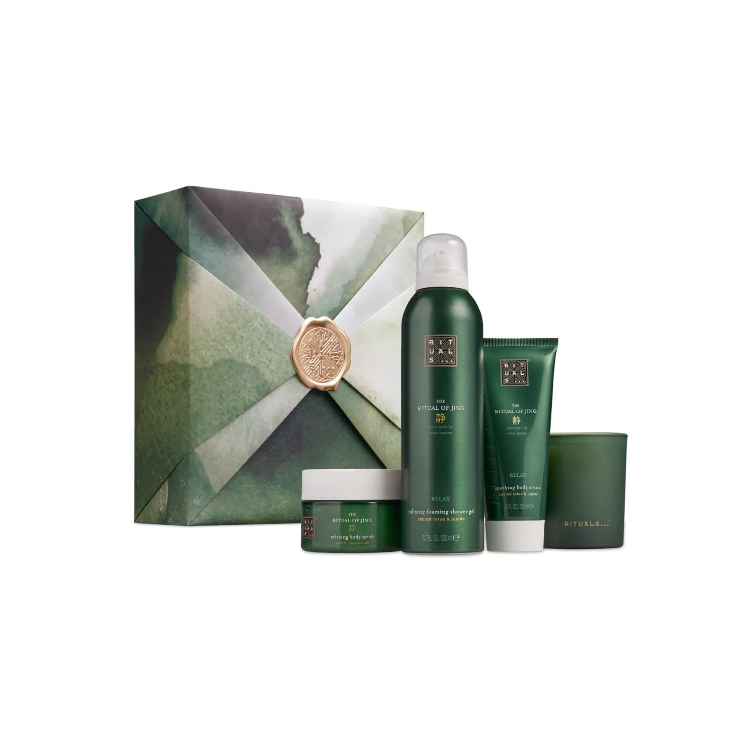 RITUALS Cofanetto regalo donna The Ritual of Jing, M – Set regalo donna con 4 prodotti per la cura del corpo arricchiti con loto, giuggiola, lavanda e sandalo – Set bagno rilassante