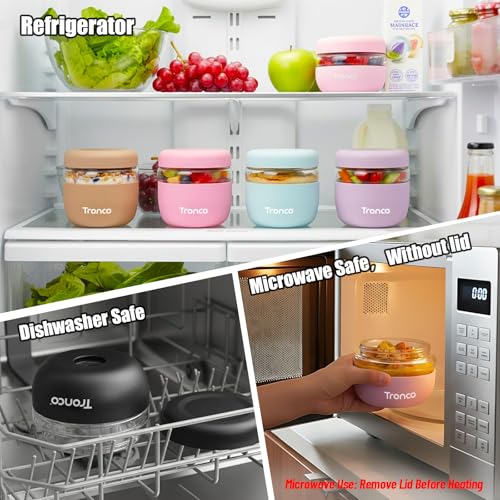 Image of Tronco 16 oz Glass Food Storage & Lunch Bowl Containers with Airtight Lids