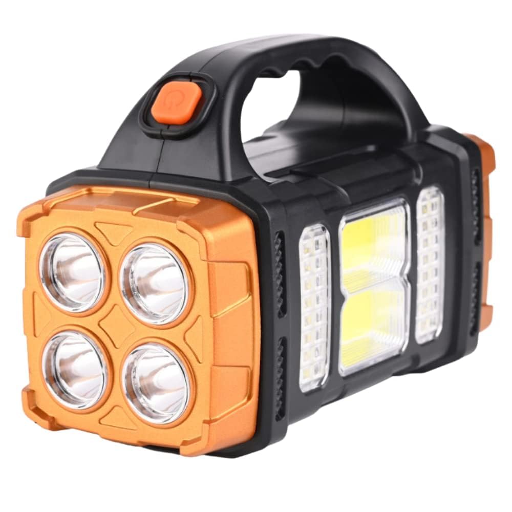 ECOSKY Solar Torch Light, Portable Handy Flashlight with USB Charging,Twin Bulb Led & Cob for Farmer, Hunting, Camping, Outdoor & Everyday Task (Abs,1500 Mah, 1000 Lumen)