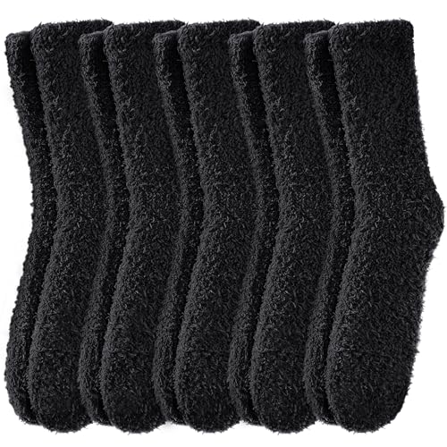 Image of FNOVCO Mens Fuzzy Socks - Soft Cozy Slipper Fluffy Winter Warm Microfiber Plush Sleeping Socks - 5 to 6 Pairs