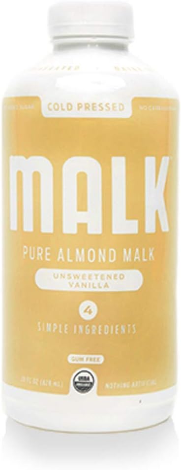 Unsweetened MALK, Vanilla Almond, Non Dairy, SOY & Dairy Free, Lactose Free, 28 oz, (Pack of 6)