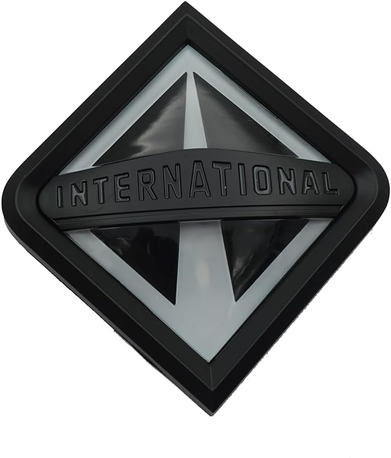 1Pc International Emblem 3D Grille Front Hood Badge Logo Ornament Replacement for International Truck Series 3550901C2 (Black/White)