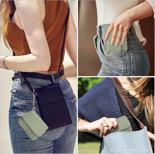 Image of Women Small Wallet RFID Blocking Slim Wallet with Coin Pocket Tri-Fold Credit Card Holder with ID Window and Keychain(Light Green)