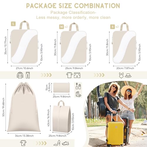 8 Set Compression Packing Cubes Travel, Expandable Travel Cubes for Carry on Luggage, Suitcase Organizer Compression Bags for Travel Essentials4