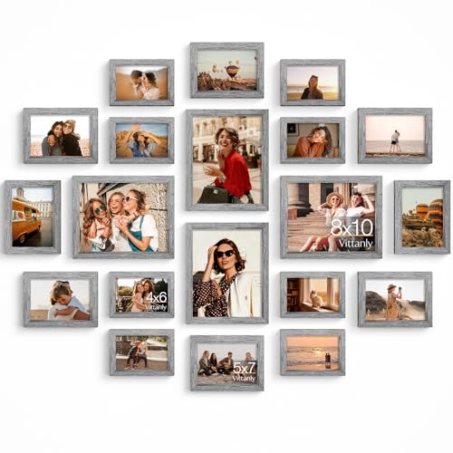 Vittanly 20 Pack Picture Frames Collage Wall Decor Grey