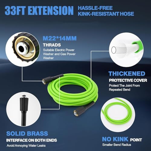Image of Electric Pressure Washer 5000PSI High Power Washer with 33ft Power Hose, 4 Nozzle and Foam Cannon, for Home, Cars, Fences, Patio (Navy Blue)