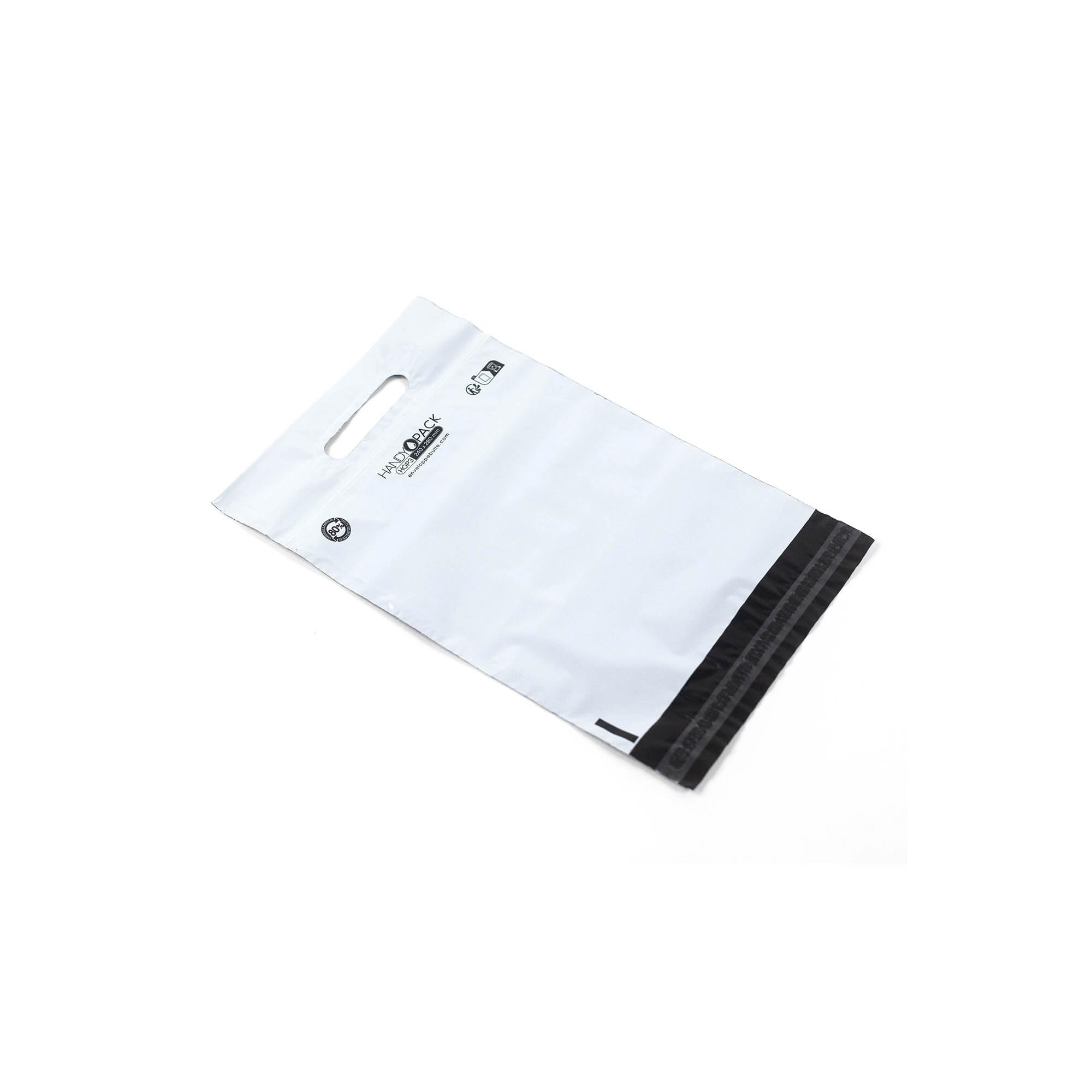 HandyOpack Buste in plastica bianca opaca con manico per il trasporto (500, HOP3-240x280 millimetri)