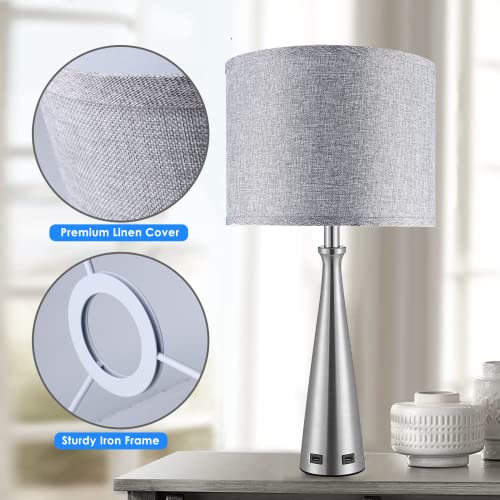 Lamp Shades Set Of 2 Drum Lampshade For Table Lamp Floor Lamps,13X13X10" Large Gary Lampshades Replacement Double Fabric Lamp Shade Natural Linen Easy Assembly Lampshade #TOP4