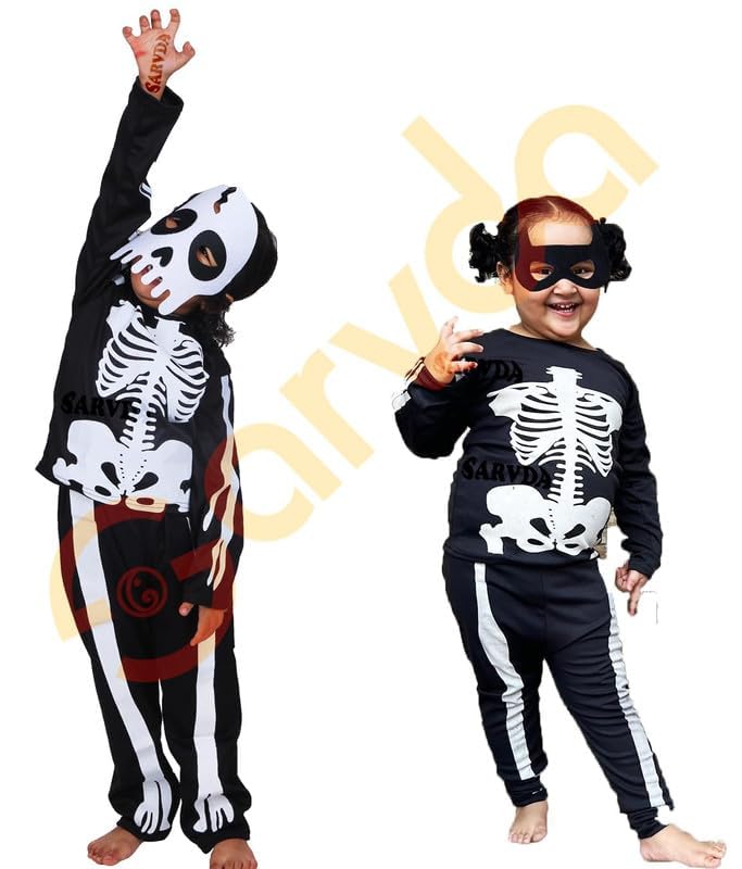 Image of Sarvda Halloween Dress | Costume and Accessories | For Girls and Boys | Haunted Horror Theme Party Vampire Witch Ghost Skeleton Draculla Pumpkin Scary Cosplay Dress