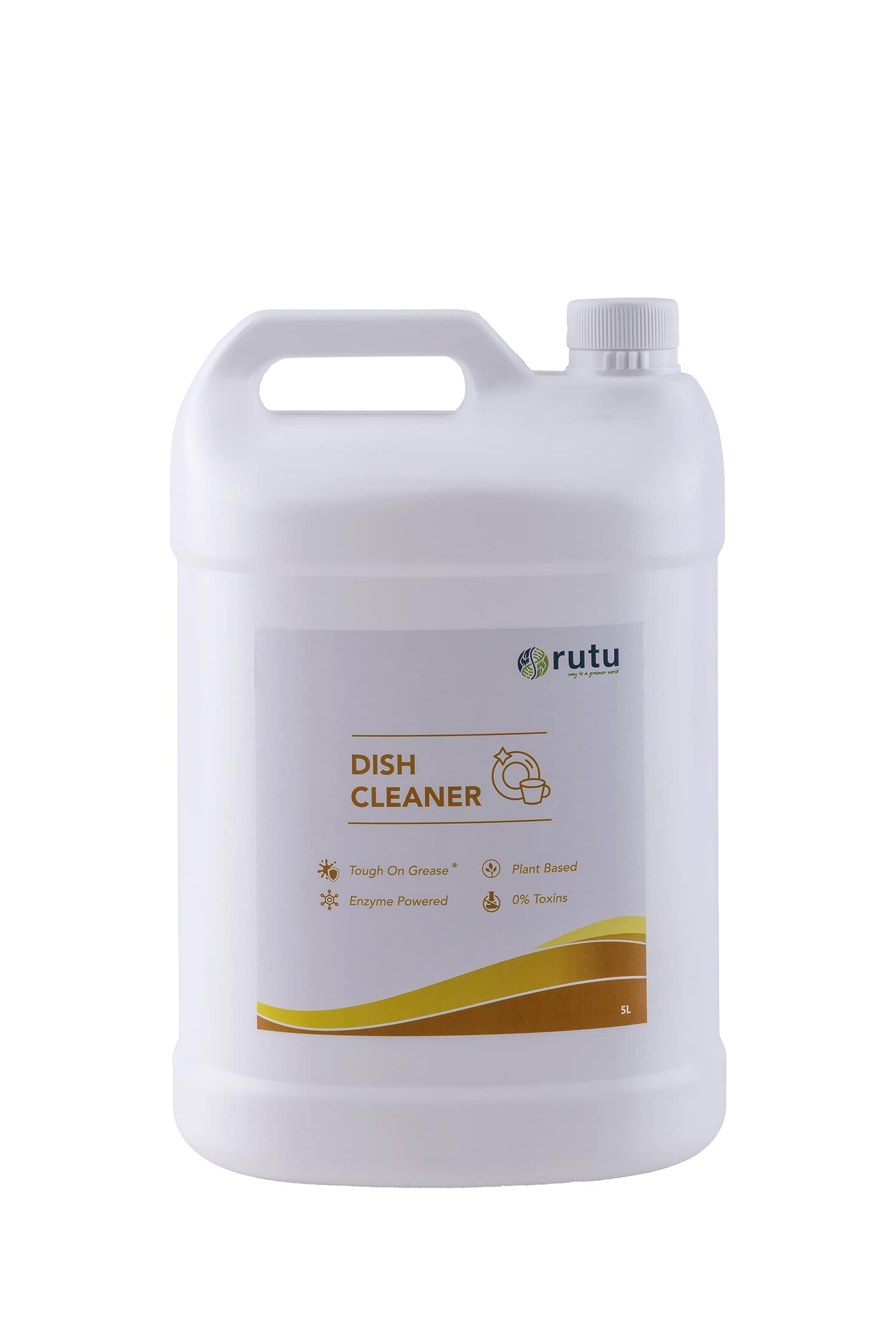 Rutu Dish Cleaner, 5L | Tough on Grease, Enzyme Powered, Plant Based, 0% Toxins | pH Balanced, Leaves No Residue, Biodegradable Formulation, pH Balanced (Super Saver Pack)